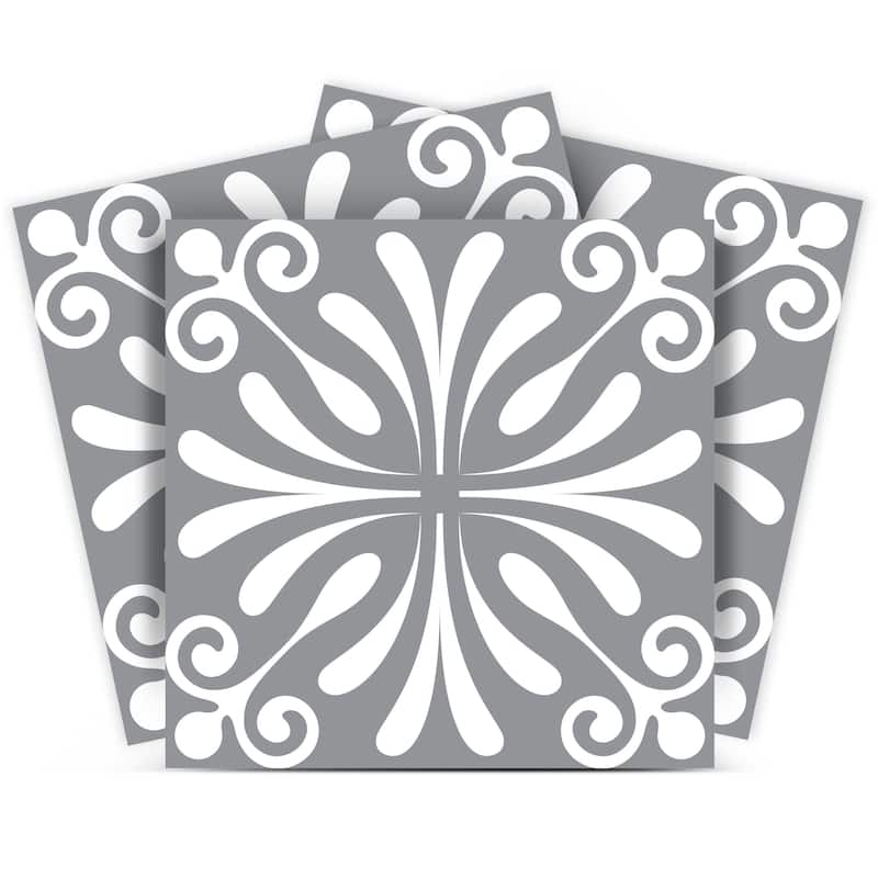 12" X 12" Gray and White Spire Peel and Stick Removable Tiles - White/Gray