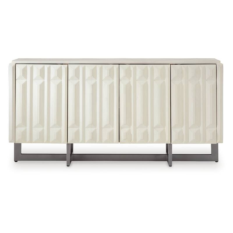 Signature Design by Ashley Ornawel Distressed White Accent Cabinet - 72.25" W x 16.38" D x 36.5" H