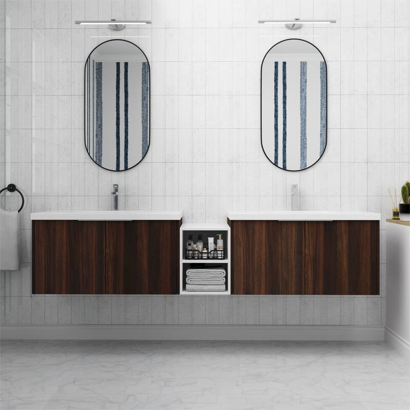 ARTCHIRLY 24/36/48/60/72/84 Inch Bathroom Vanity with Sink, Floating Bathroom Vanity with Soft Close Door and Shelf