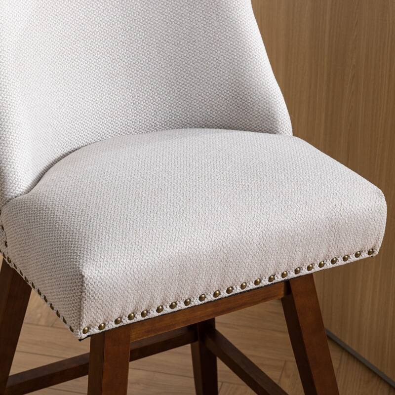 Counter Height Swivel Barstools, 26'' H Seat Height Fabric Upholstered Bar Stools Set of 2
