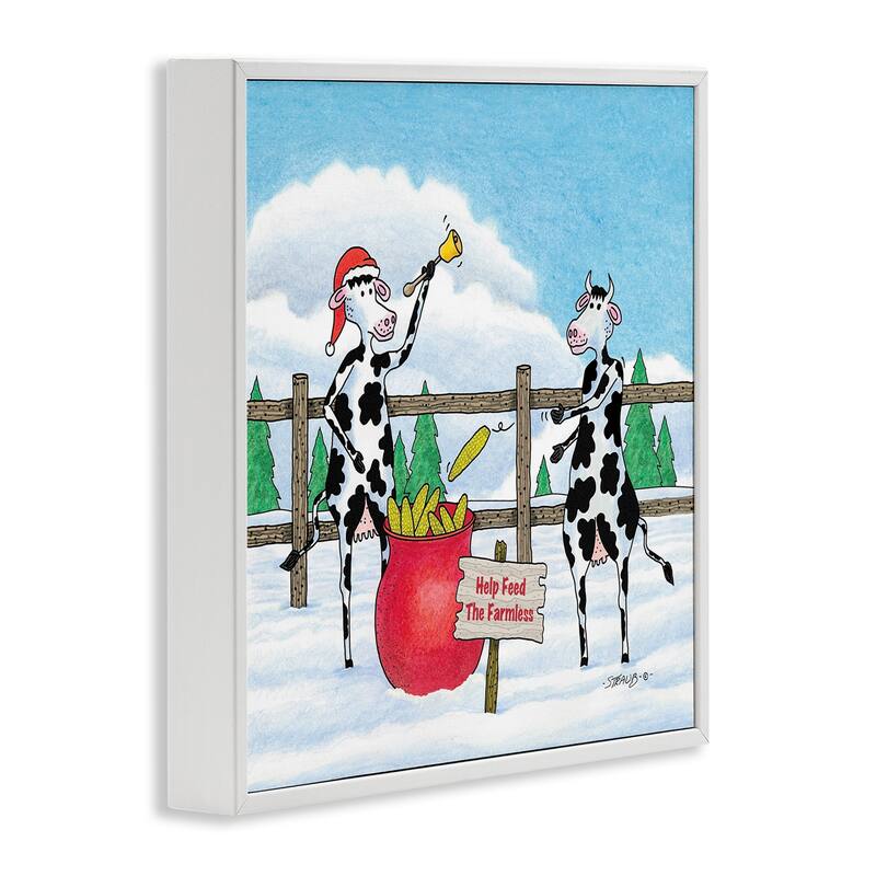 Stupell Feed The Farmless Funny Cows Framed Giclee Art Design By Roger Straub