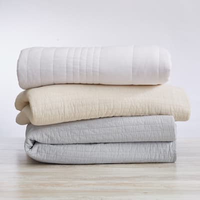 Premium Solid Cotton Quilt Set With Shams