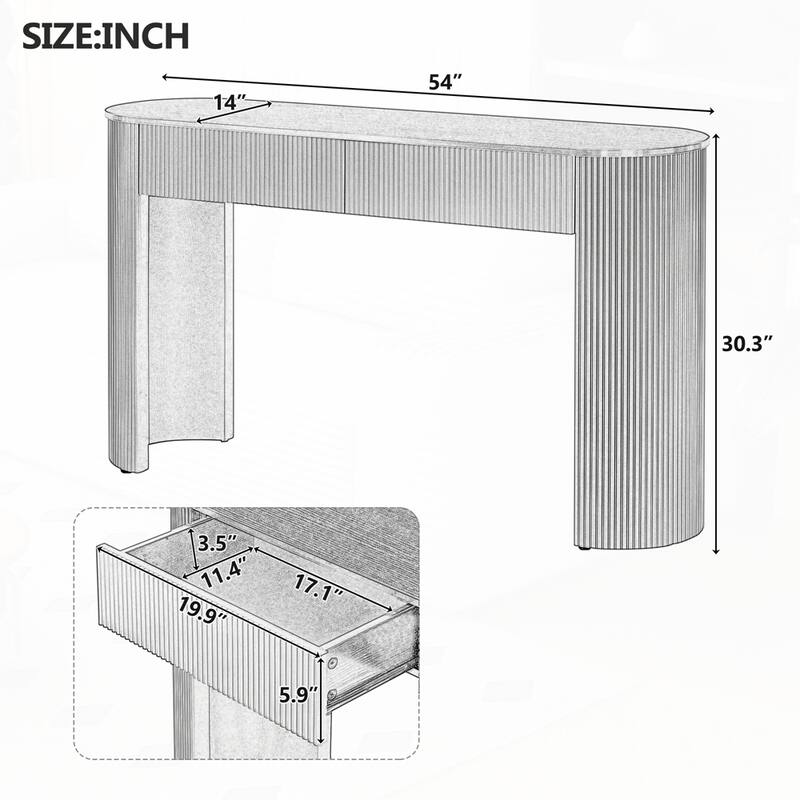Oval Top Console Table with Storage