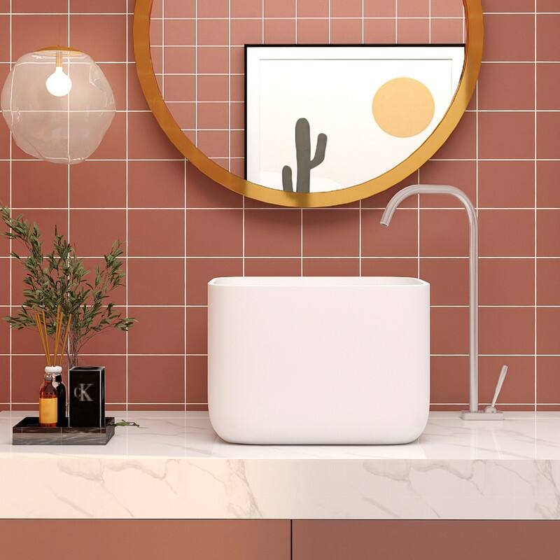 Alvana 16'' Soild Surface Square Bathroom Sink - 16inches