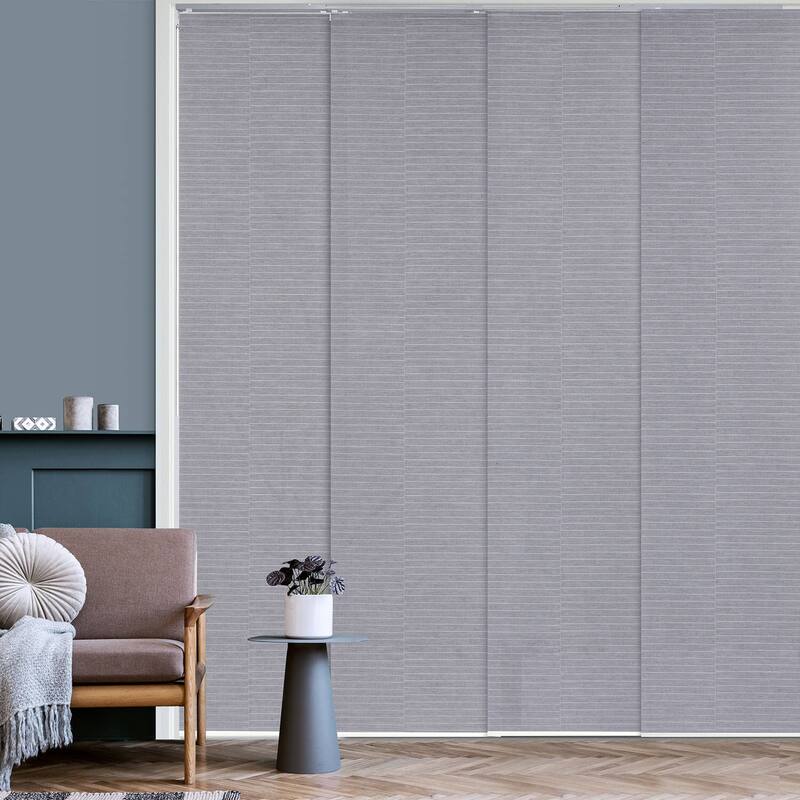 GoDear Design Natural Woven Adjustable Sliding Panel Track Blinds, Vertical Blinds, Timeless Series, 45.8"- 86" W x 96" L - Twilight Ashes