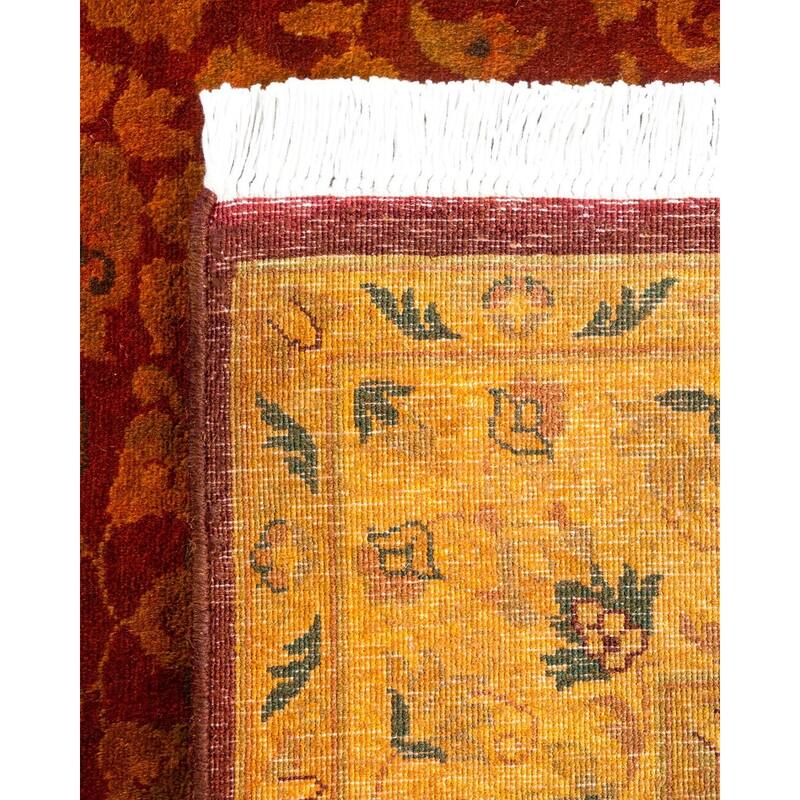 Overton Hand Knotted Wool Vintage Inspired Modern Contemporary Overdyed Orange Area Rug - 3' 3" x 5' 4"