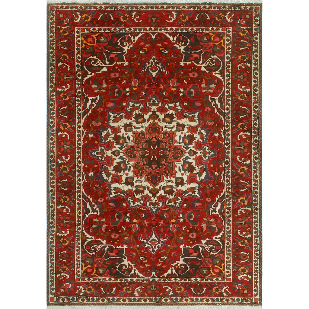 Fine Vintage Distressed Tait Red/Ivory Rug - 5'7" x 9'7"
