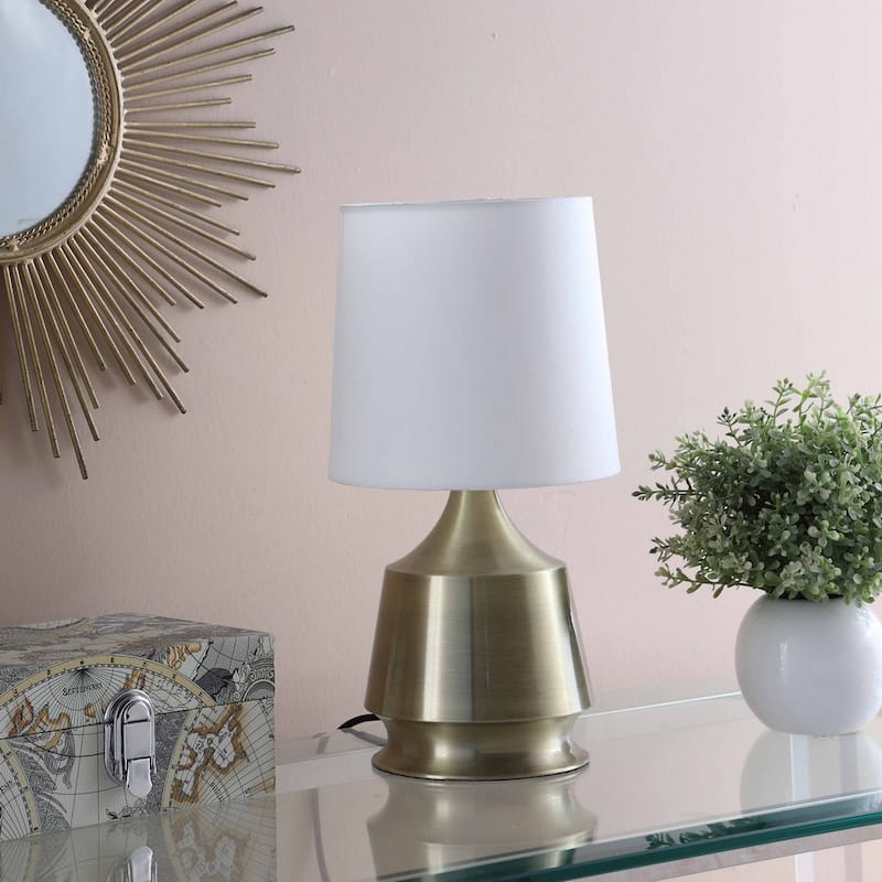 14-Inch Antique Brass Metal Table Lamp