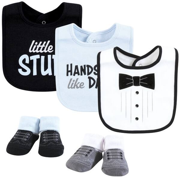 slide 1 of 1, Hudson Baby Infant Boy Cotton Bib and Sock Set, Black Bow Tie, One Size - Black Bow Tie - One Size One Size - Black Bow Tie