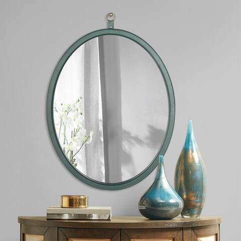 23.62"Wx29.92"H Mordern Oval Decorative Wall Hanging Mirror With PU Covered MDF Framed