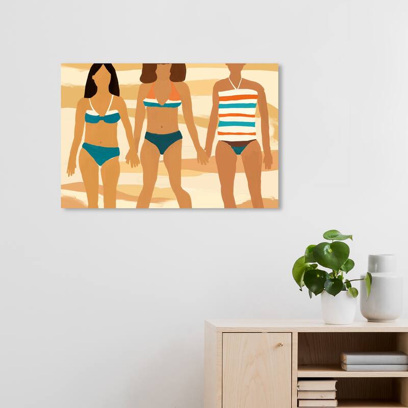Wynwood Studio Canvas Fashion and Glam Going to the Pool Brown and Light Brown Nautical & Coastal Wall Art Canvas Print