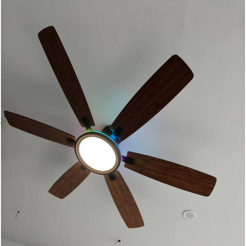 54 Inch Flush Mount Low Profile Ceiling Fan with Light,Remote and App Control - 54 Inches
