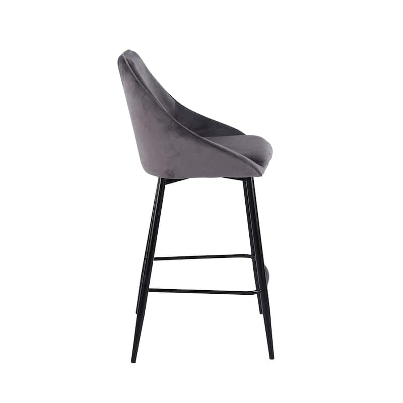 Porthos Home Uva Counter Stools Set of 2, Velvet Upholstery, Iron Legs