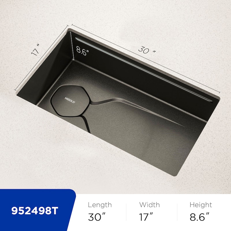 HIGOLD LS1.0 Pro 30" L Workstation Sink Undermount Single Bow Stainless Steel Kitchen Sink