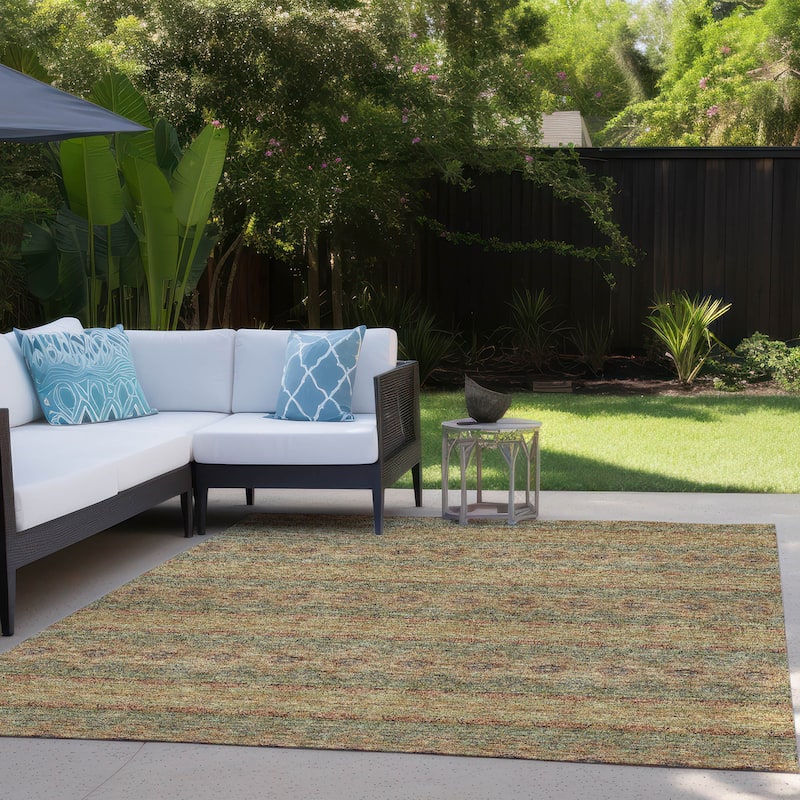 Machine Washable Indoor/ Outdoor Chantille Ombre Stripes Rug