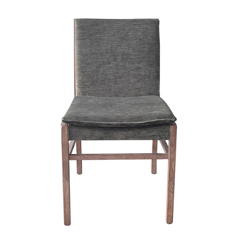 Lily Dining Chair Set of 2, Gray Seat and Back, Espresso Brown Ash Wood