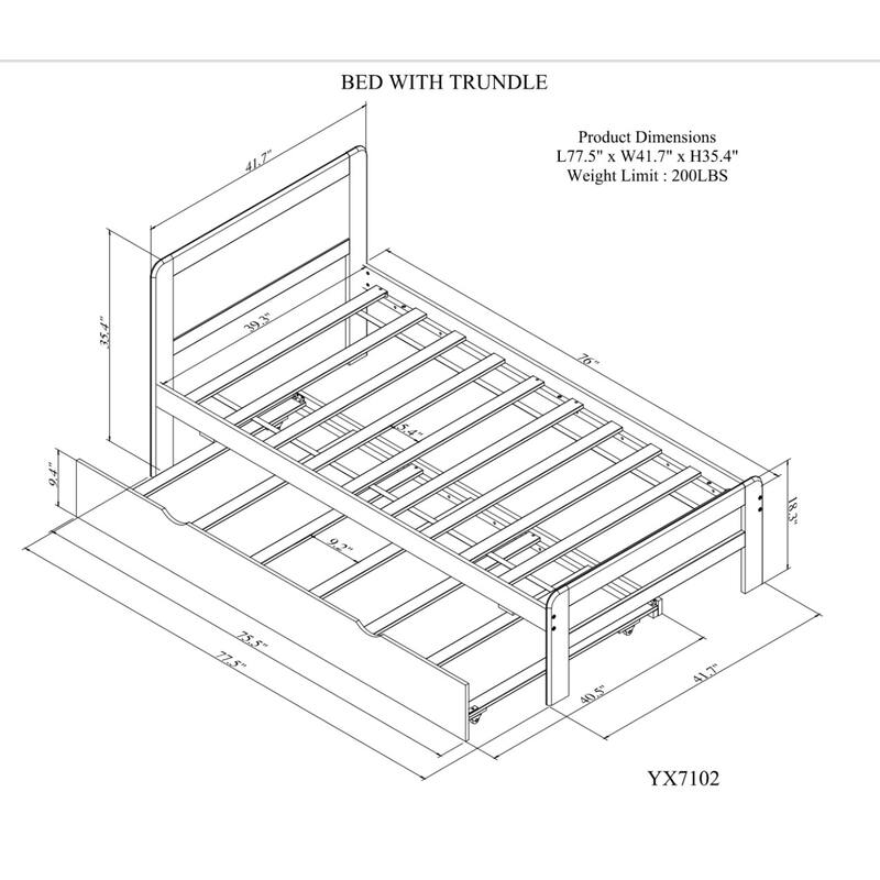 Modern Twin Size Wooden Platform Bed Frame with Trundle, Slats