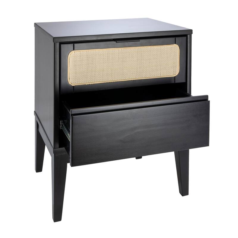 Crawford Wood 2-Drawer Bed Side Table