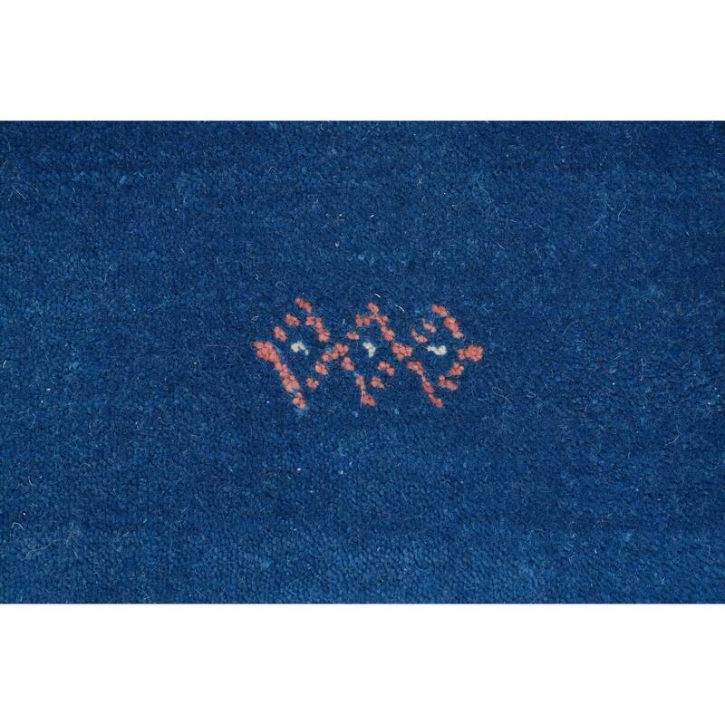 Hand Knotted Oriental 100% Wool Carpet Tribal Animal Pictorial Navy Blue & Blues Gabbeh Area Rug - 5' 9'' X 4' 2''