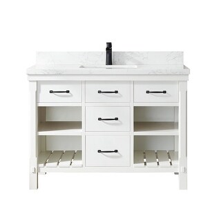 Valencia 48" Vanity in White with Countertop Without Mirror