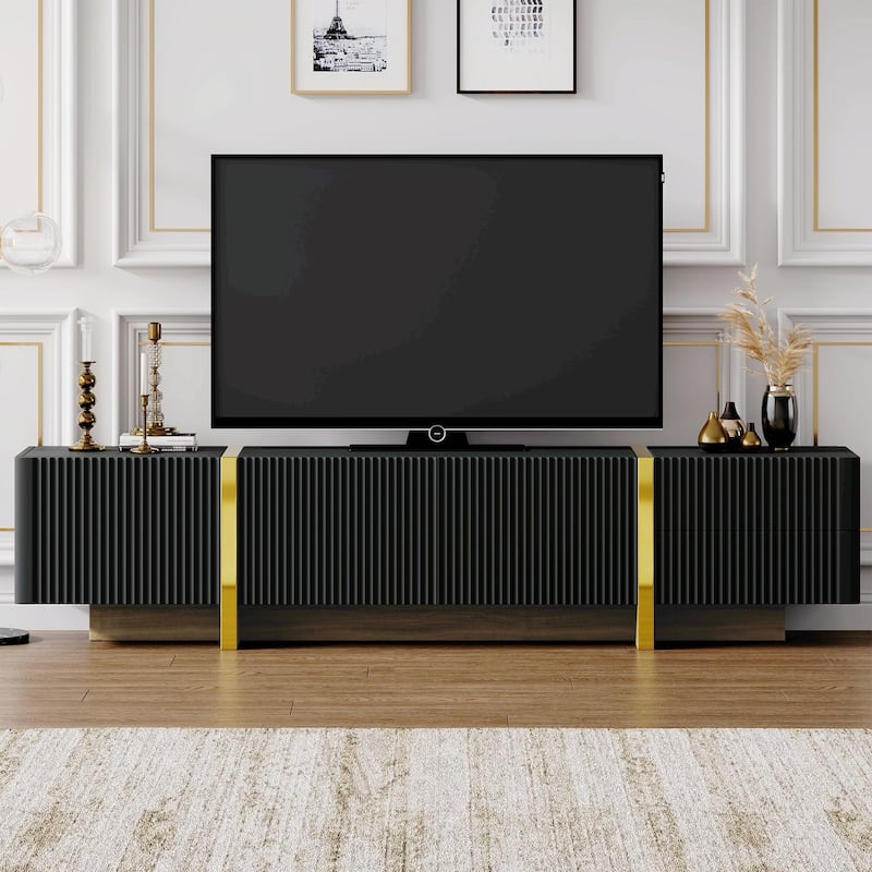 Luxury Fluted TV Stand for TVs Up to 80'' - Black