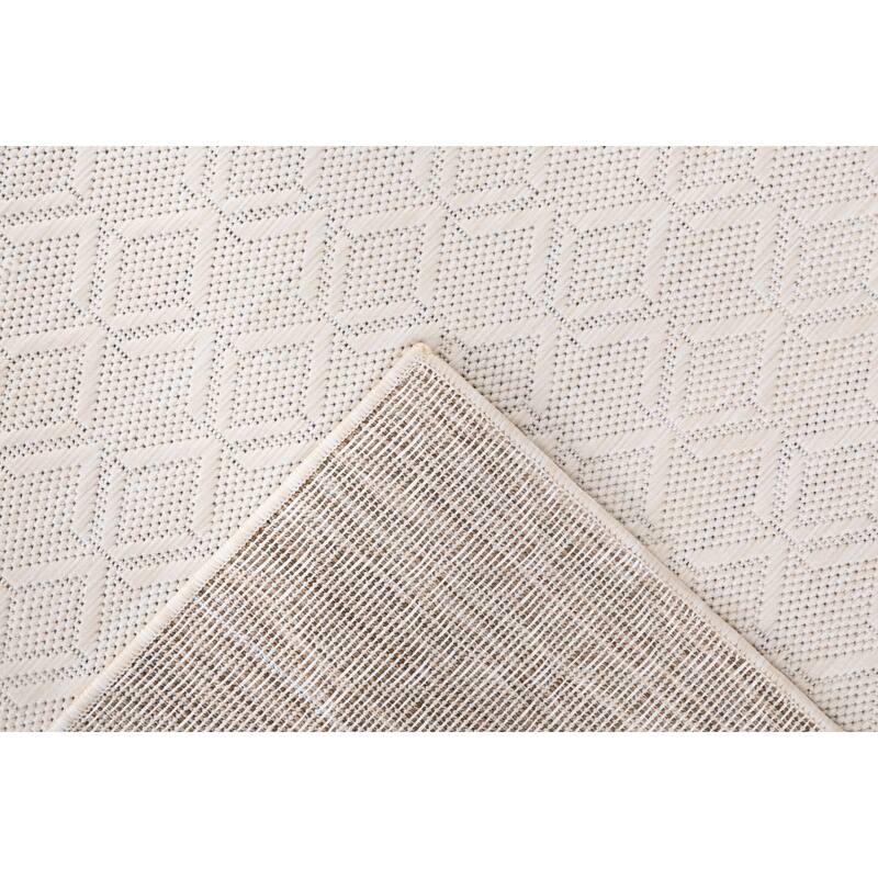 Bali Collection Cream Diamond Indoor/Outdoor Area Rug