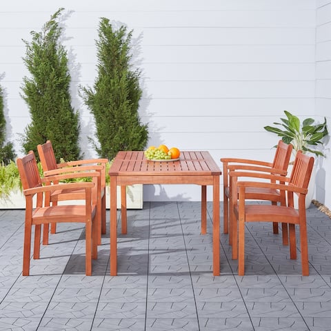 Malibu Eco-Friendly 5-piece Outdoor Dining Set with Stacking Dining Chairs