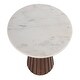 preview thumbnail 3 of 2, Dara 14 in. W Round Marble and Wood Side Table