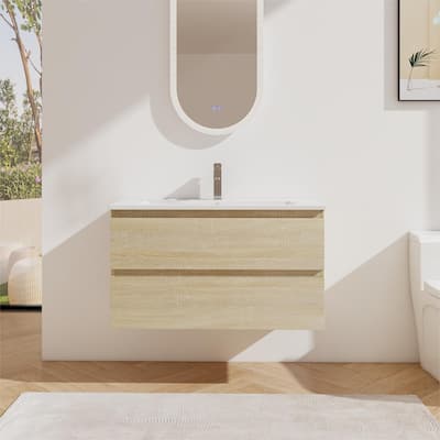 Bathroom Vanity With Sink In 24/30/36 Inch, Floating Bathroom Vanity With Soft Close Drawer