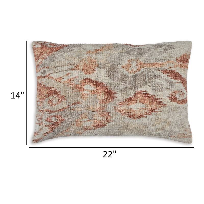 Vear 14 x 22 Lumbar Accent Pillow Set of 4, Woven Ikat Design, Brown, Ivory