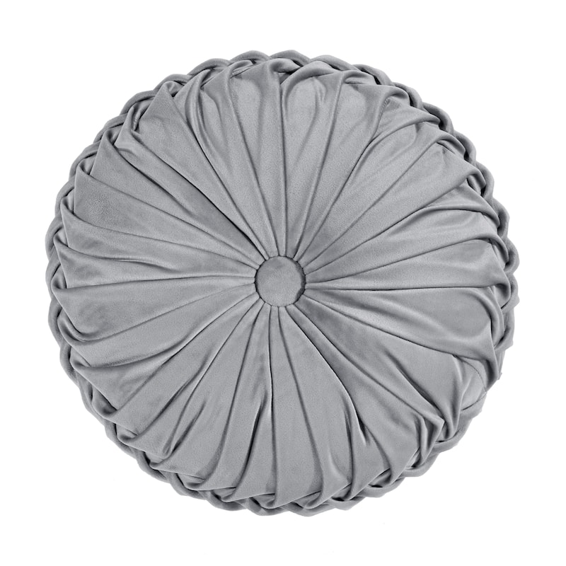 Lush Decor Pleated Soft Velvet Round Decorative Pillow