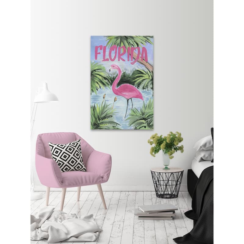 'Wild Flamingo' Painting Print on Wrapped Canvas