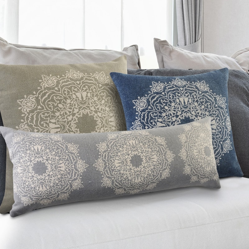 HomeRoots 20" X 20" Blue And White 100% Cotton Geometric Zippered Pillow