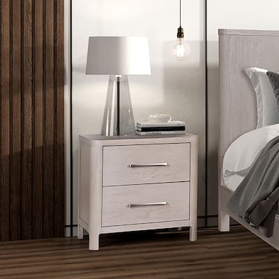 Furniture of America Rensite Modern Oak 2-Drawer Solid Wood Nightstand with USB Ports