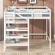 preview thumbnail 3 of 9, Full Loft Bed with Built-in Storage Staircase and Hanger for Clothes, White