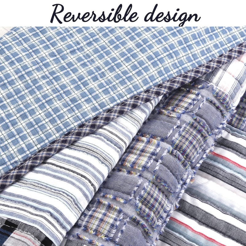 Copper Grove Stornoway Plaid Denim Patchwork Quilt Bedding Set
