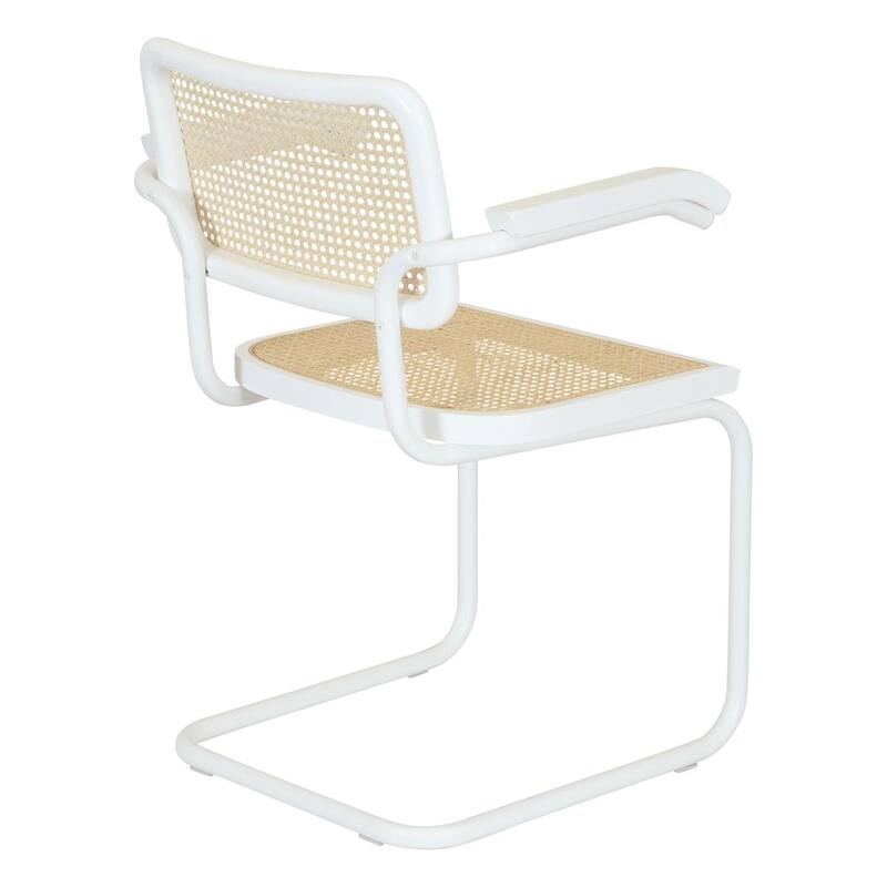 Breuer Chair Company Marcel Breuer Cesca Cane Cantilever Armchair Arm Chair w/ White Steel Frame (Various Wood & Cane Colors)