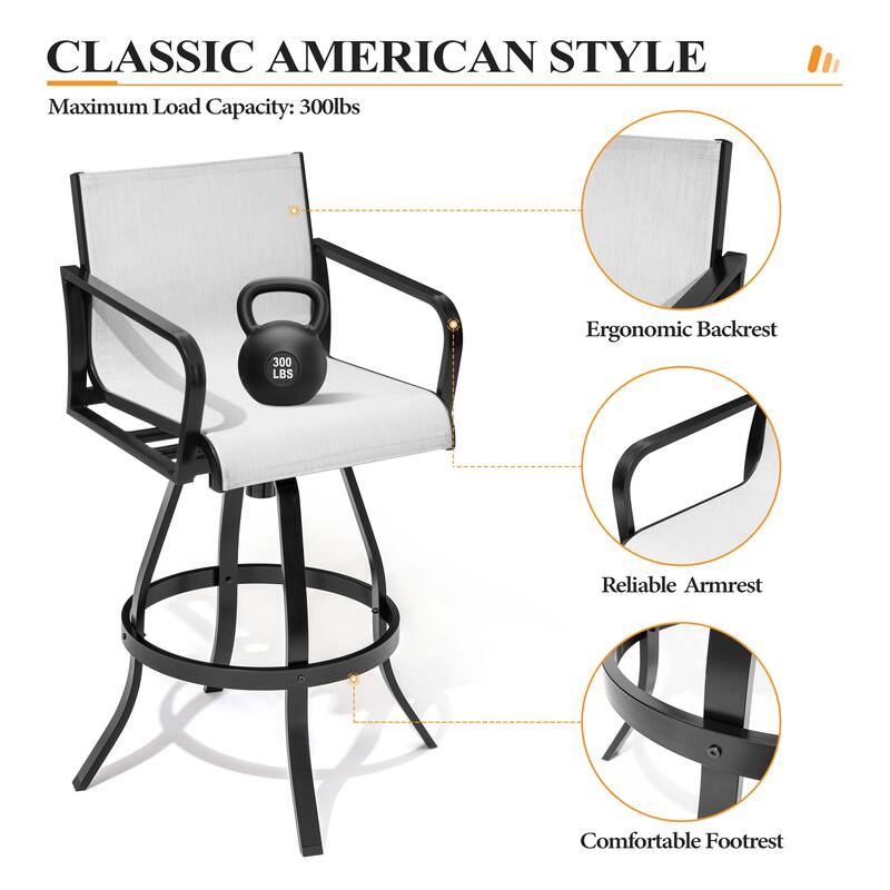 Outdoor Indoor All-weather Swivel Barstool Patio Bar Stools (Set of 2/4/6/8) - See Picture