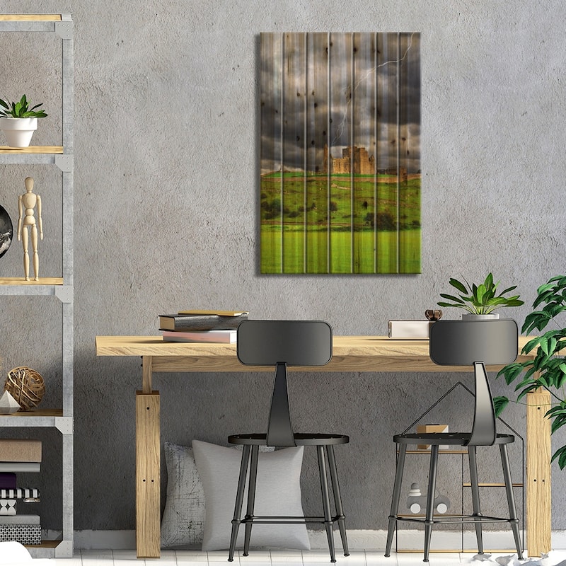 Lightning Bolt Over Rock Of Cashel, County Tipperary, Munster Province, Republic Of Ireland Print On Wood by Dennis Flaherty