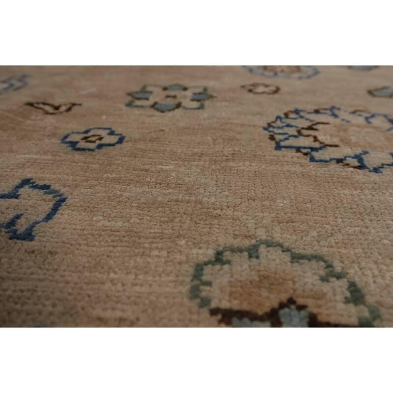 Vegetable Dye Oushak Turkish Rug Floral Hand-Knotted Wool Carpet - 7'8"x 9'10"