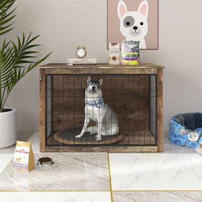Dog Crate Furniture ,Wooden Dog Crate with Double Doors, Dog Furniture, Indoor Dog Kennel