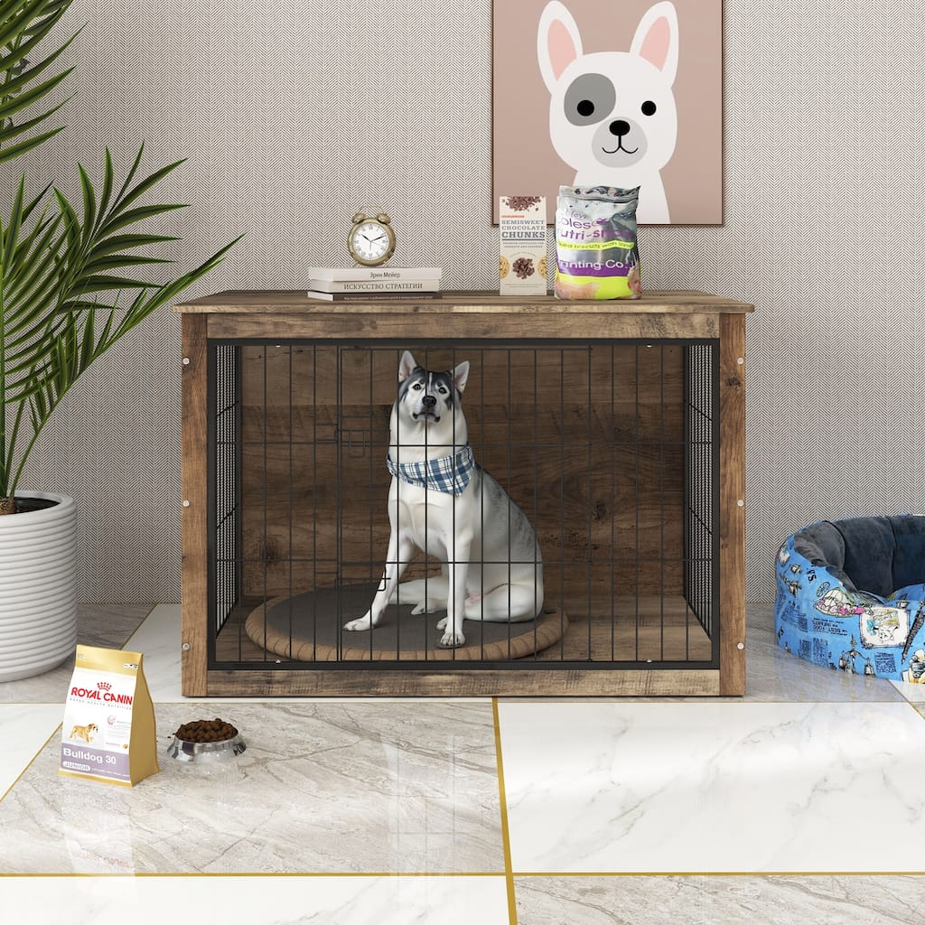 Dog Crate Furniture ,Wooden Dog Crate with Double Doors, Dog Furniture, Indoor Dog Kennel