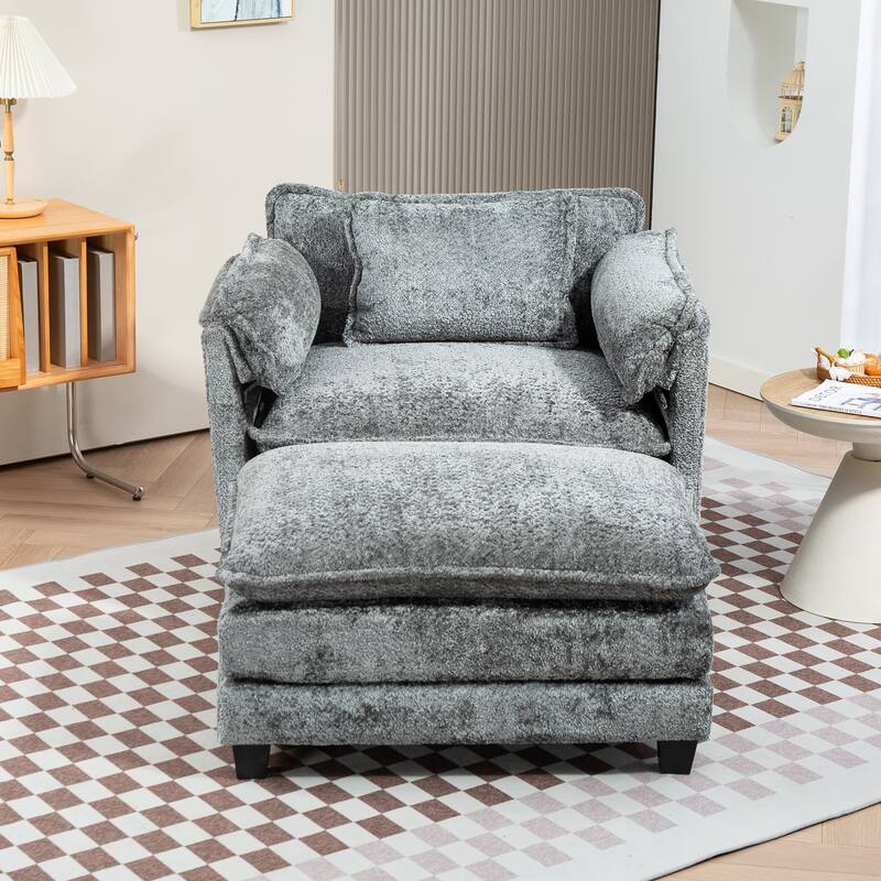 Portable ottoman, Single Sofa Bed with Wider seat,Double deep cushion,Strong wrapping of thick armrests