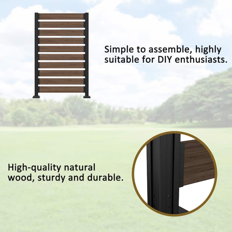 VEIKOUS 1 Pannel Versatile Outdoor Privacy Panels, Aluminum and Wooden Fence Panels for Garden