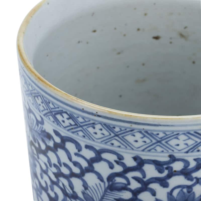 Blue & White Climbing Vines Orchid Pot - 7.5x7.5x7.5