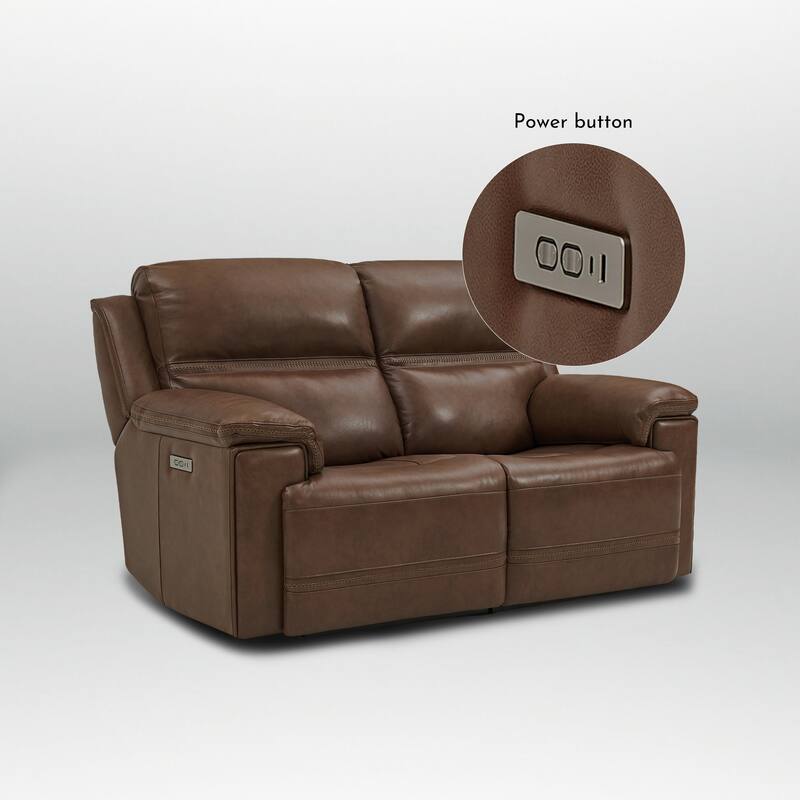 Genuine Leather Dual Power Reclining Loveseat with Zero Gravity, Adjustable Headrest, USB/Type-C