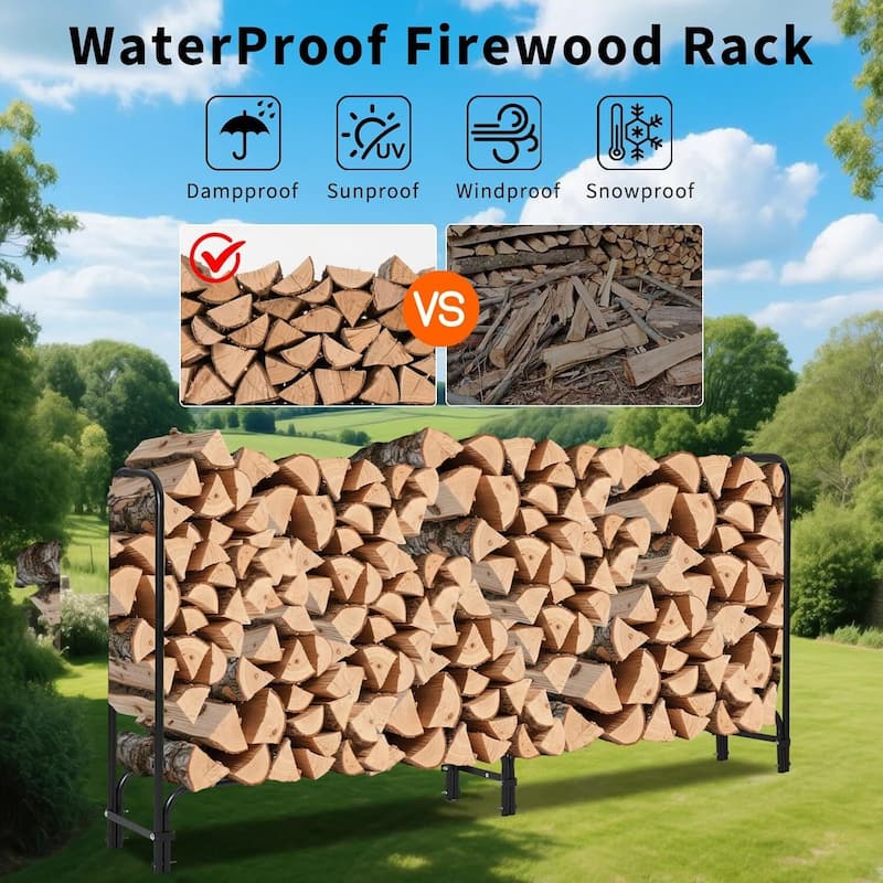 Firewood Rack Storage Cover Set for Patio Outdoor Use Backyard
