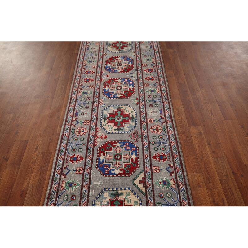 Kazak Oriental Runner Rug Handmade Hallway Wool Carpet - 2'6" x 12'9"