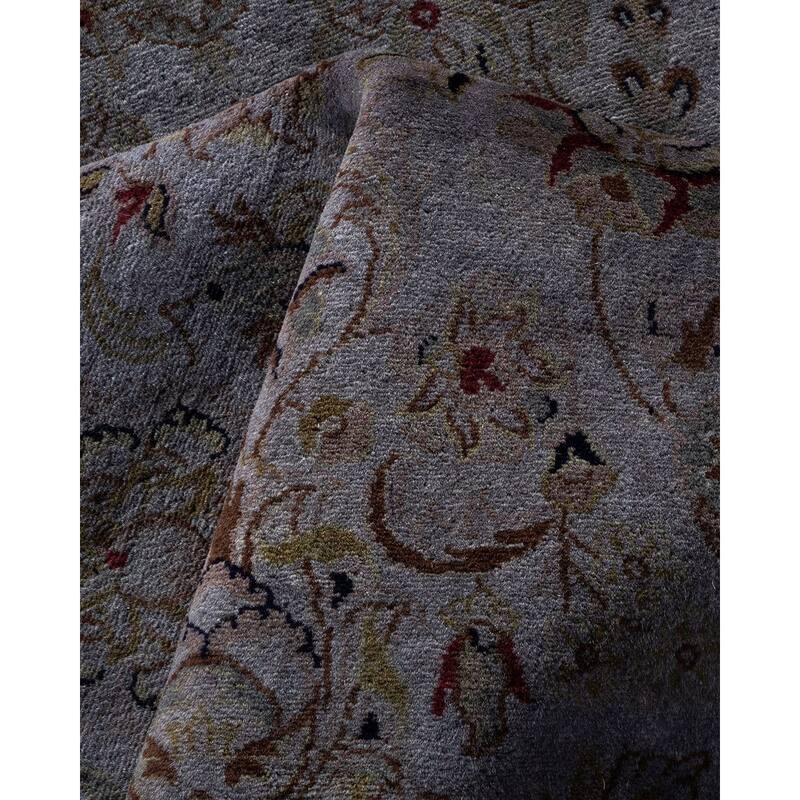 Overton Hand Knotted Wool Vintage Inspired Modern Contemporary Overdyed Gray Area Rug - 8' 1" x 10' 5"