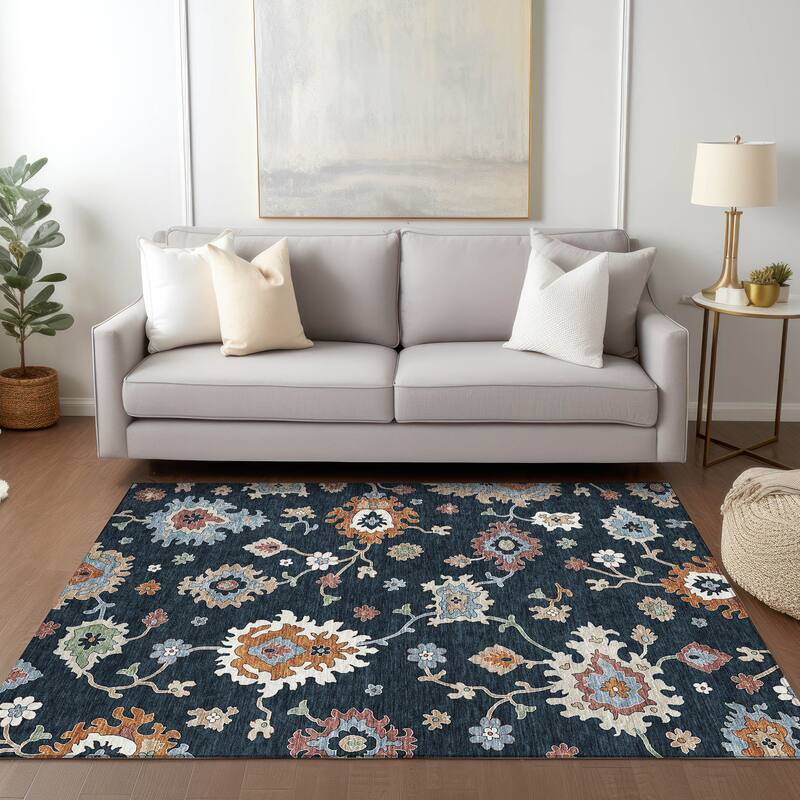 Machine Washable Indoor/ Outdoor Chantille Traditonal Kashan Rug
